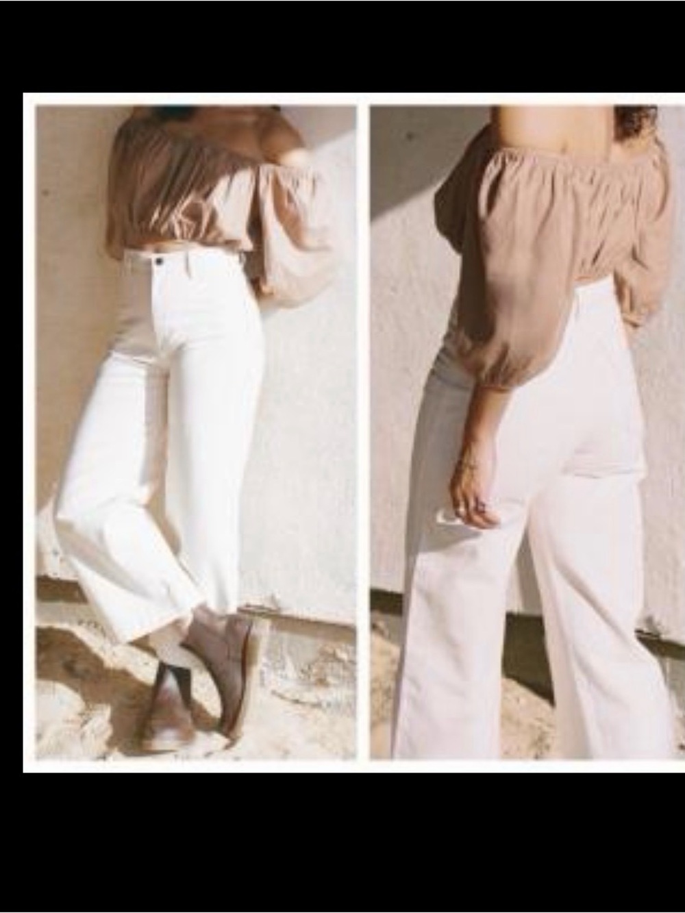 OZMA Off-White High-Waist Cotton Pants - Picture 2 of 10